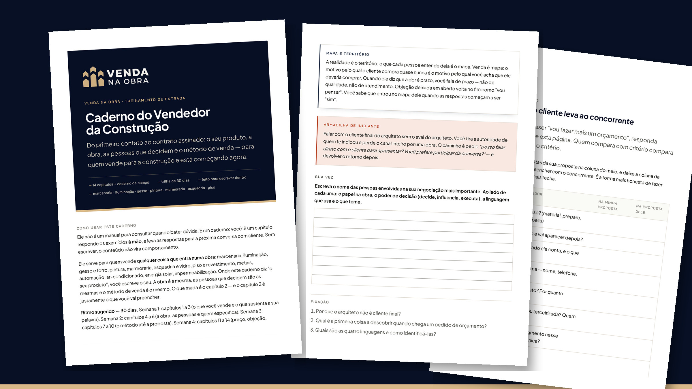 Páginas do Caderno do Vendedor da Construção