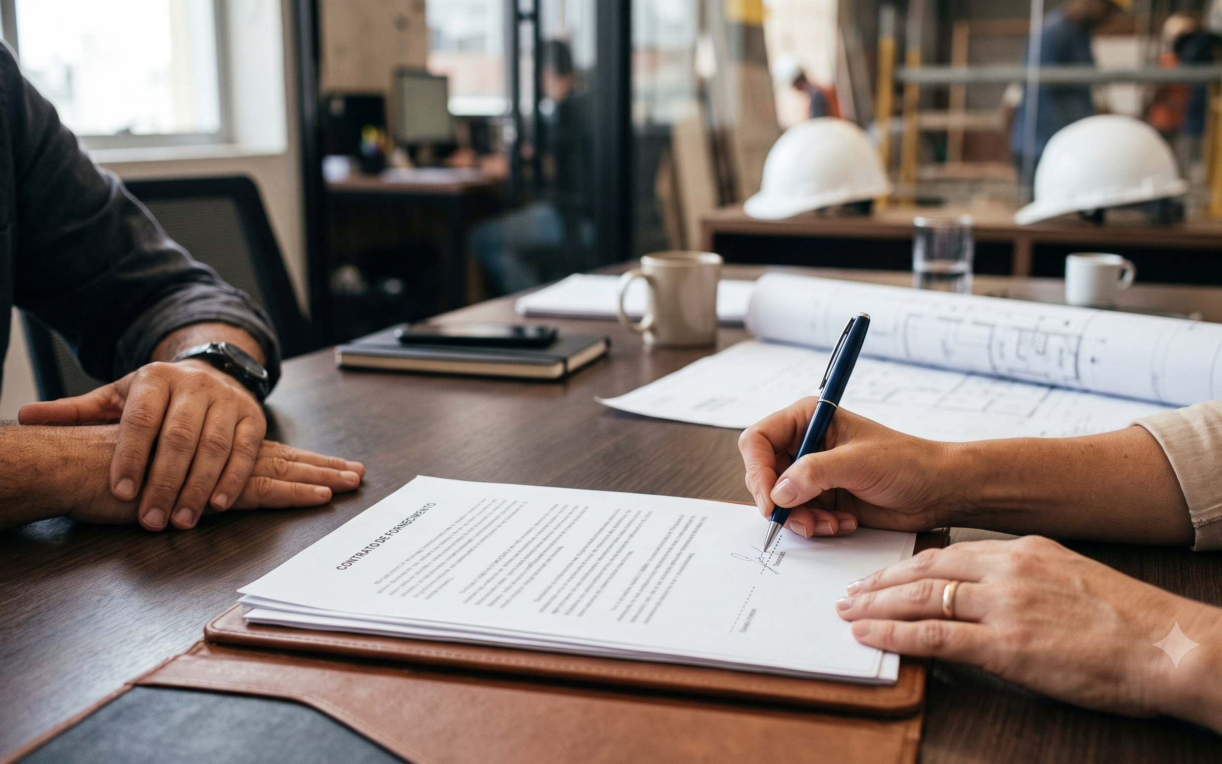 Assinatura de contrato de fornecimento para obra